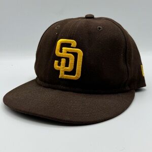San Diego Padres Cap Hat Fitted Men 6 7/8 Brown New Era Embroidered Baseball MLB
